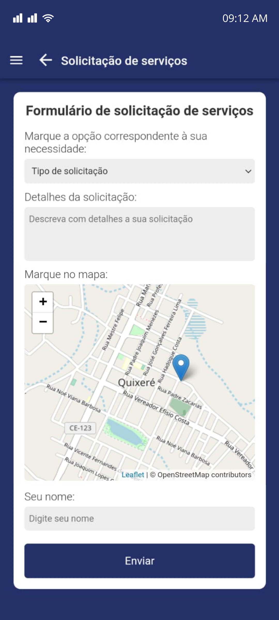 Captura de tela do Aplicaitivo